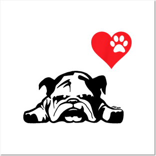 Bulldog Love Heart For Dog Owner Posters and Art